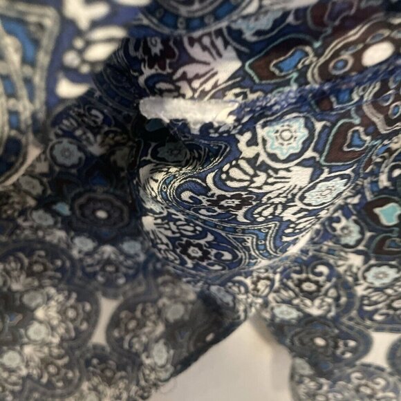 Lucky Brand Blue Floral Mix Print Sheer Long Sleeve Top Size XS Boho Peasant - Picture 6 of 10